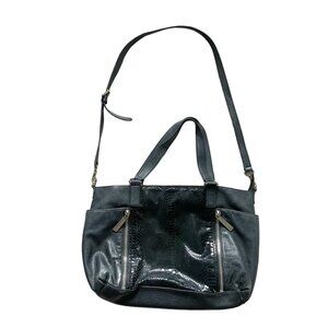 Michael Kors Women's Crossbody Shoulder Bag Pebbled Leather Python Snake Black